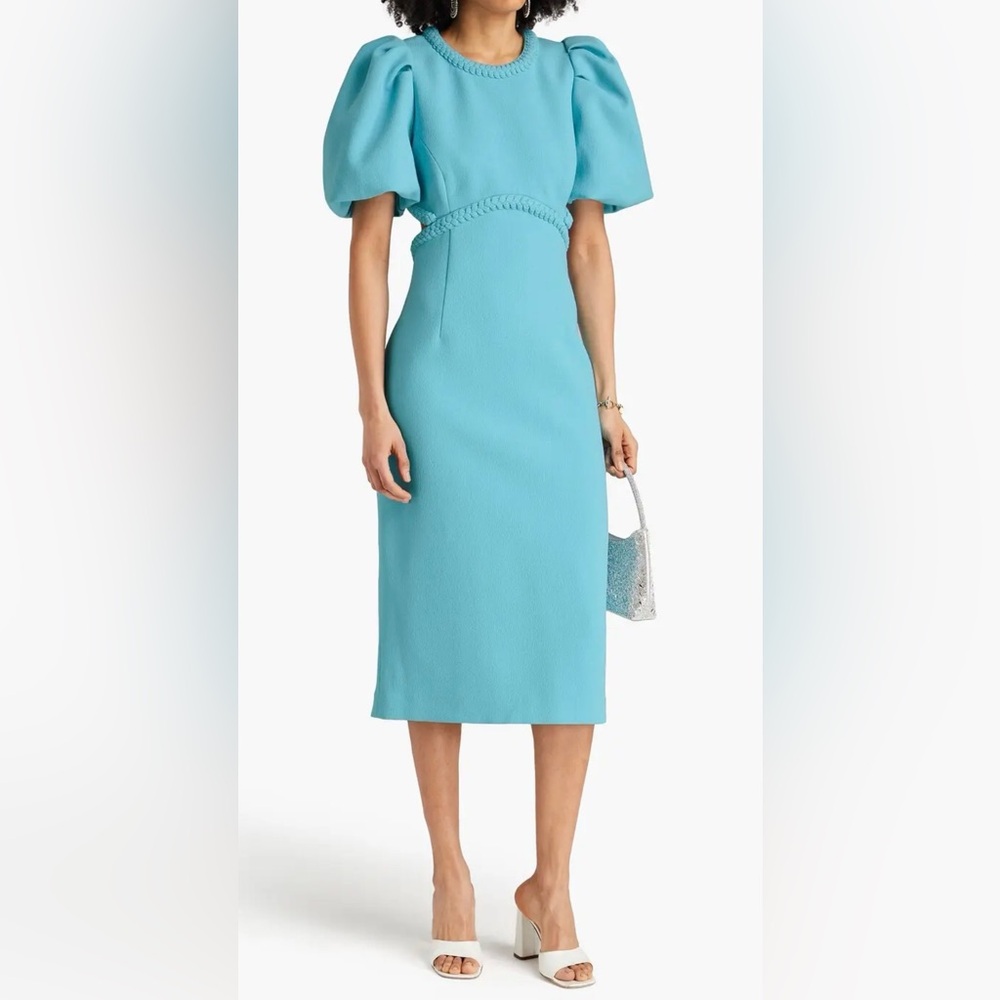 NEW Rebecca Vallance Michelle Cutout Crepe Puff Sleeve Dress, Size 0